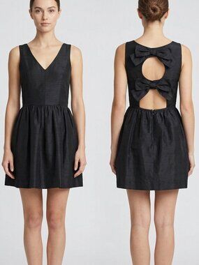 House of Holland 100% Raw Silk Double Bow Back Dress | 2